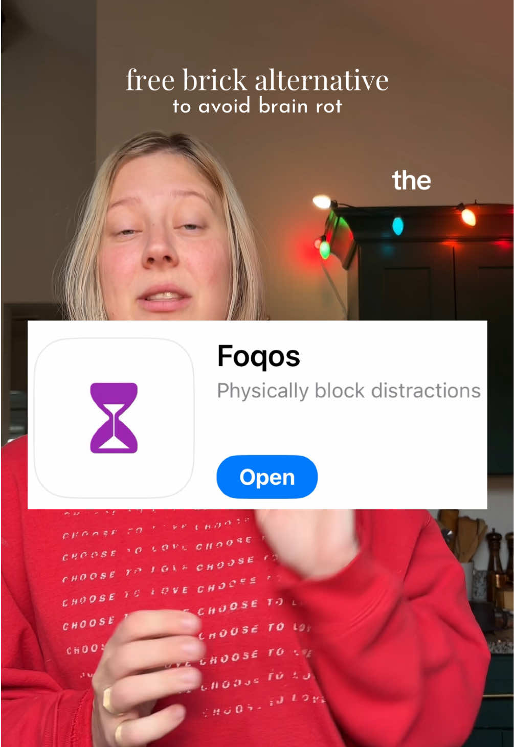 Hannah sharing Foqos as a free physical app blocker